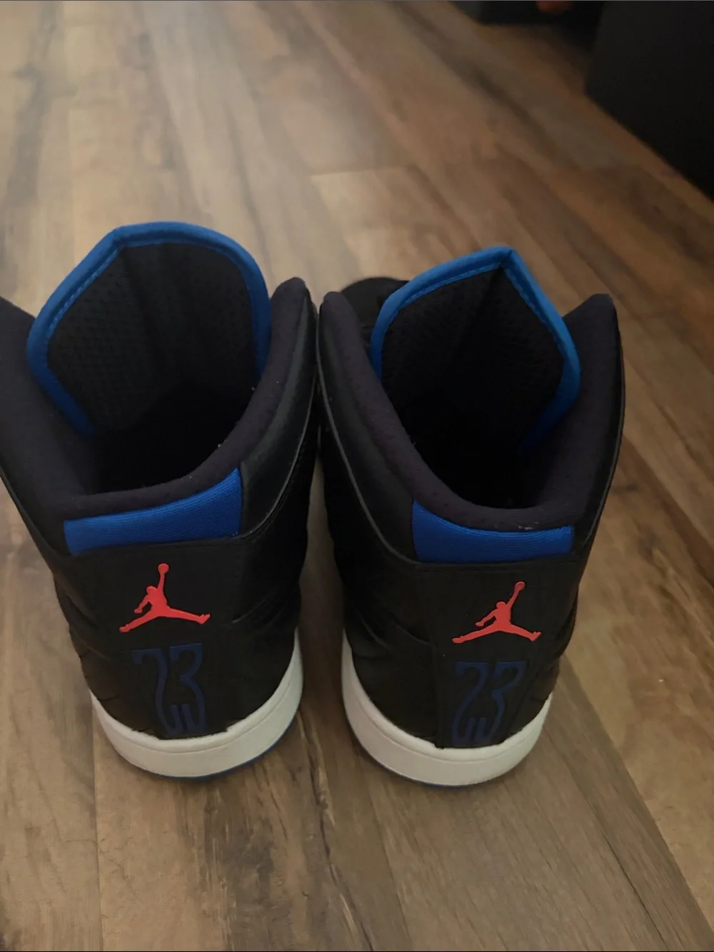 Jordan Black and Blue High-Top Sneakers with White Sole